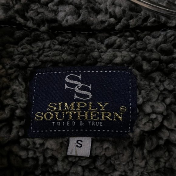 Simply Southern Womens 1/2 Zip Sherpa Fleece Jacket S Black Red Pullover Sweater - Picture 5 of 5